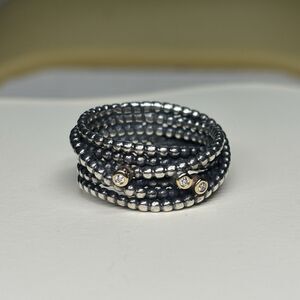 Authentic Pandora Sterling Silver Entangled Beauty Ring Gen Diamond 14k Gold Sz8
